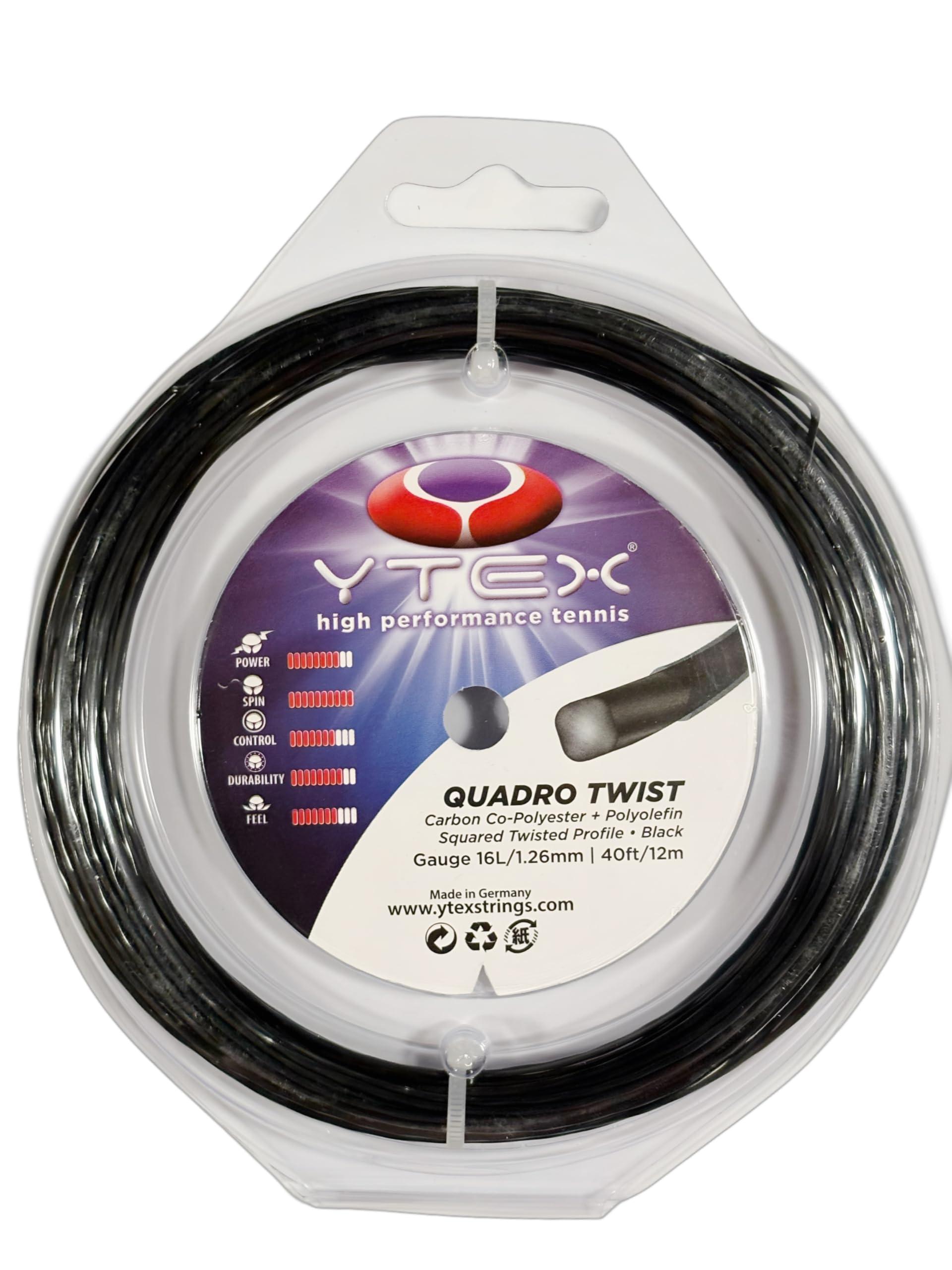 YTEX YTEX Quadro Twist Black Tennis Racquet String Set (16 Gauge, 1.26mm)