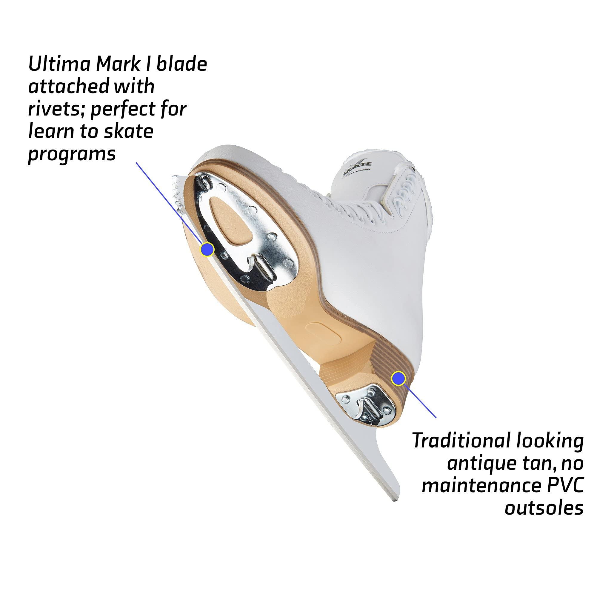 SKATE GURU Jackson Classic JC380 Purple Lining Figure Ice Skates - Womens 7 - Bundle with Skate Guards