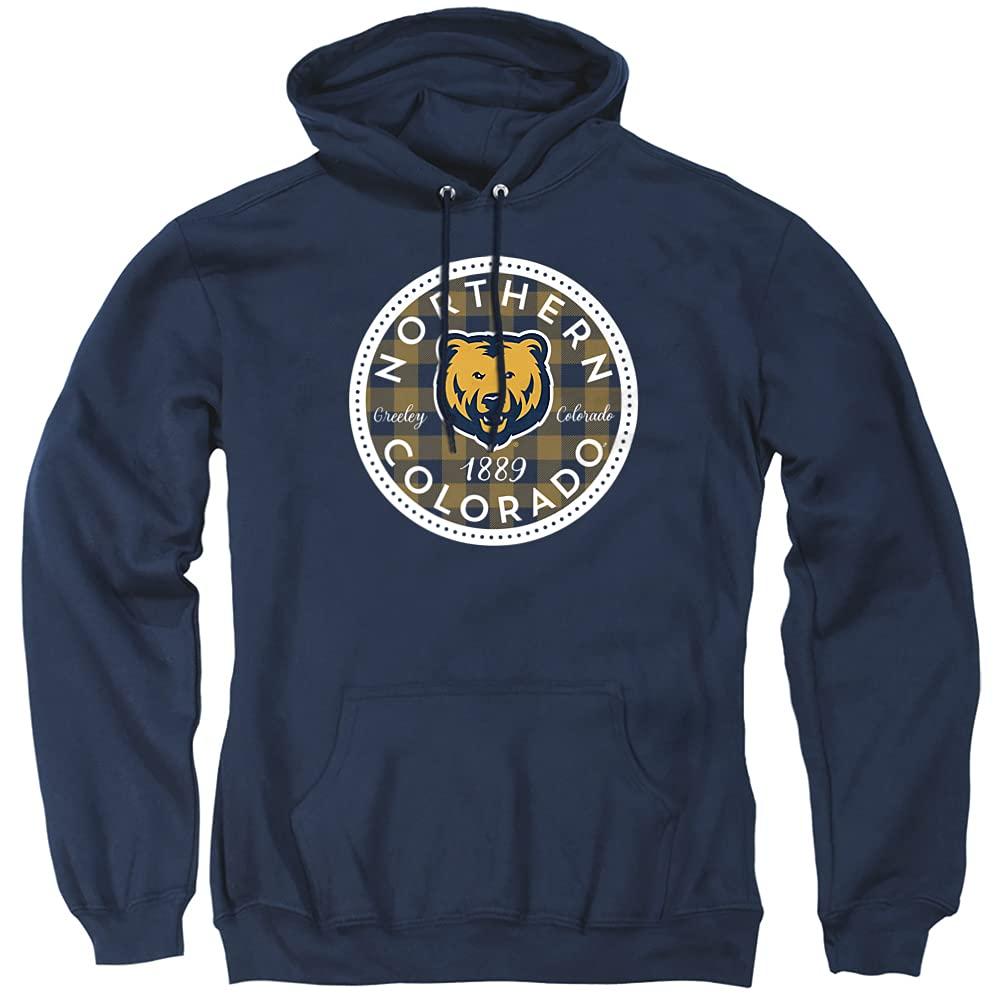 LOGOVISION University of Northern Colorado Official Plaid Badge Unisex Adult Pull-Over Hoodie, Navy, X-Large