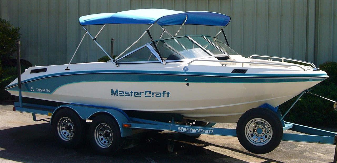 SBU SBU Royal Blue Aluminum 3-Bow Bimini Top Compatible for Larson SEI 180 SF O/B W/O TM for Model Years 2003-2009