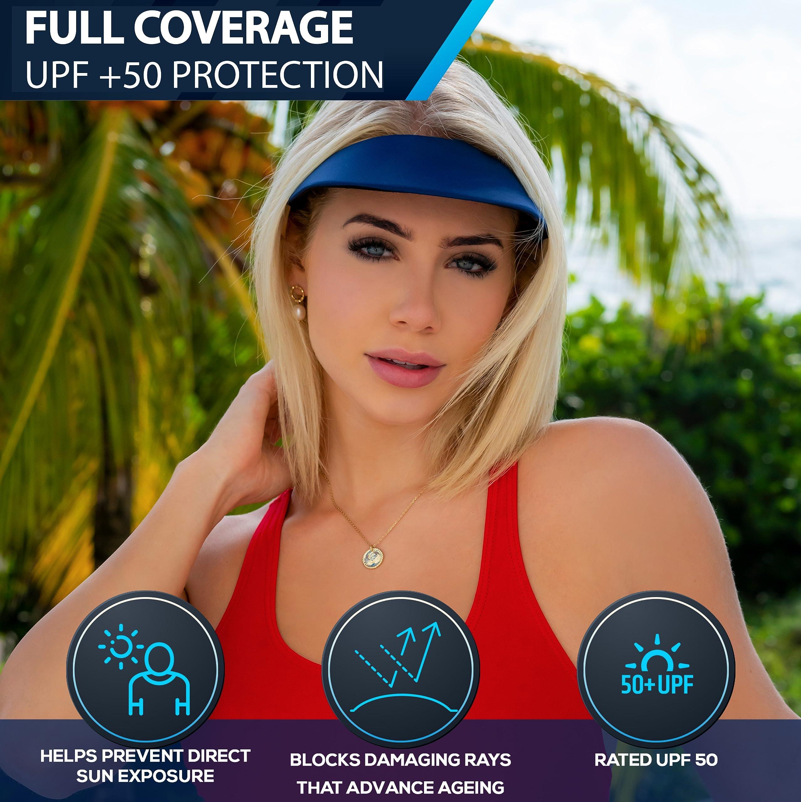 No Headache No Headache Sun Visors for Women | Square Brim Golf & Tennis Visor | Stylish & Lightweight Visor Hats for Women | Comfortable Sun Visors for Outdoor Sports & Travel | White W/Black Pola Dots