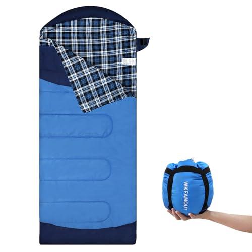 WKFAMOUT WKFAMOUT Backpacking Flannel Sleeping Bag Lightweight for Adults Hiking Ultralight Compact Sleeping Bag Portable Warm Weather Summer with Compression Sack