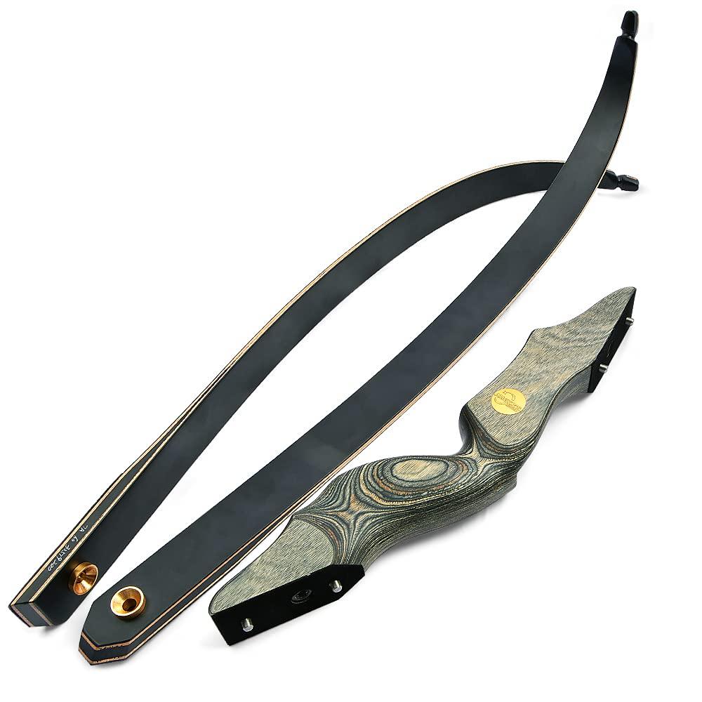 ZSHJGJR ZSHJGJR 60" Archery Recurve Bow 25-60lbs Takedown Hunting Bow and Arrow Set Right Handed Wooden Bow Riser for Adult Target Hunting Shooting (55lbs, Bow Set with Black Bow Case)