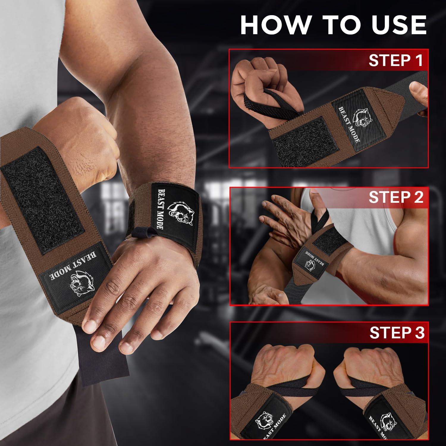 TECEUM TECEUM Weightlifting Wrist Wraps with Thumb Loop Brown Queen of Lifts 18 inch Heavy-Duty Workout Wrist Support & Protection Ideal for Powerlifting, Strength Training, Bodybuilding