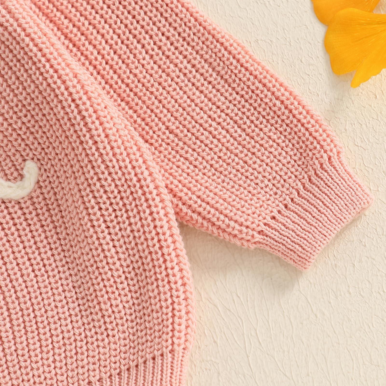 Aiwpstoin Mommy and Me Sweater Matching Family Outfit Long Sleeve Knit Sweater Pullover Mom and Baby Clothes (Baby, 3-6 Months, Light Pink)