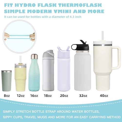 VIKIZUES VIKIZUES Water Bottle Handle - Soft Silicone Water Bottle Holder, Sling, Lanyard, Carrier with Strap - Fits Most 8-40oz Water Bottles - Compatible Stanley Cup Accessories (Blue)