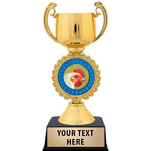 Crown Awards Crown Awards Personalized Chicken Trophy, 7.25\" Gold Cup Chicken Trophies with Free Custom Engraving 50 Pack