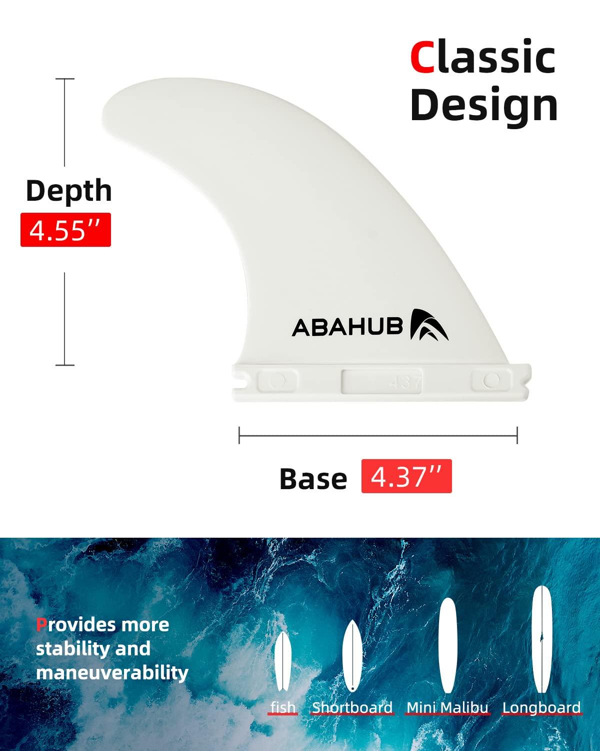 Abahub Abahub Surfboard Thruster Fins Set, Compatible with Future Style Fin Box, Fiberglass Reinforced 3 Pieces Surf Fin Set for Surf Boards, Surfing Longboard, Shortboard, with Screws and Key, White