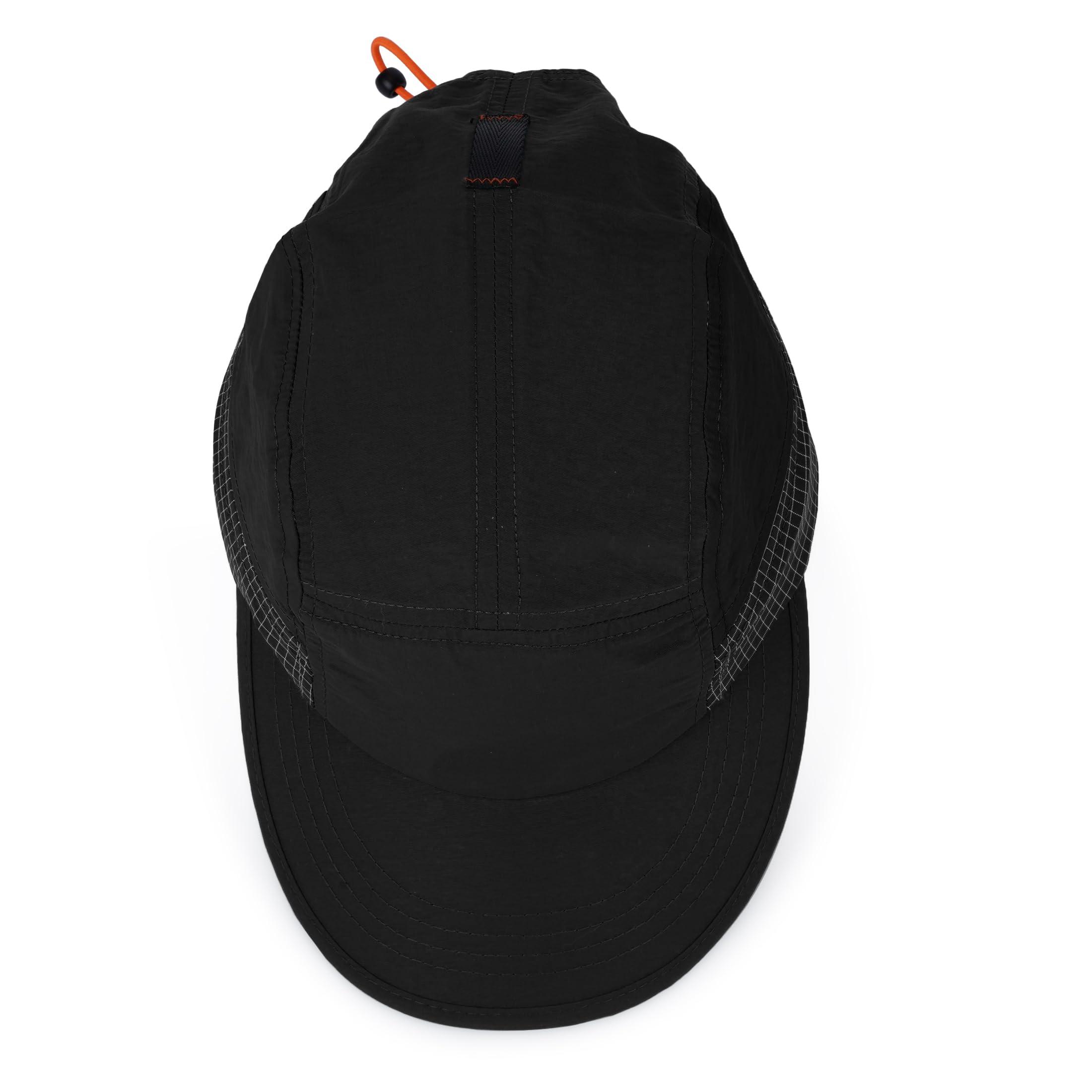 CLAPE CLAPE Men's Quick Dry Baseball Cap Low Profile Trucker Hat Sports Fitted Cap Workout Tennis Hat Snapback 5 Panel Hats, Black