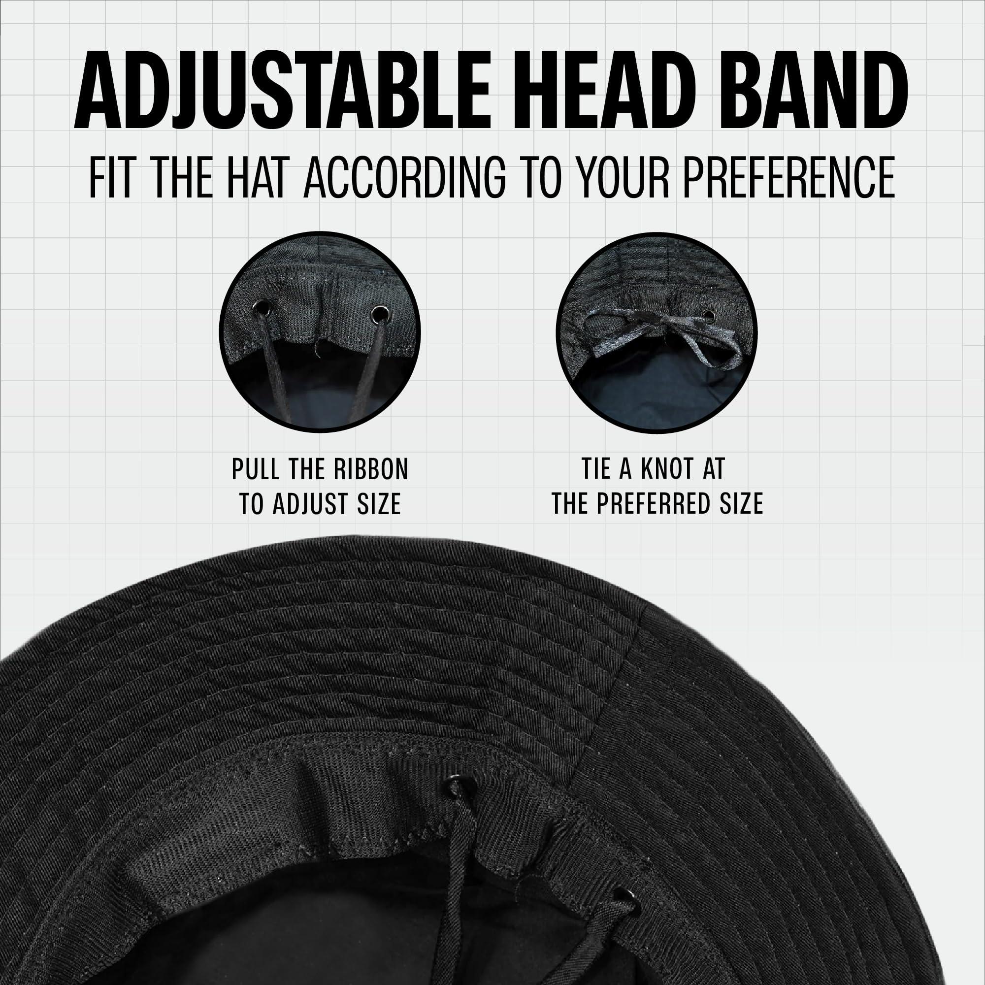 SoJourner Bags Black Rave Bucket Hat for Women & Men - Cute Bucket Hats - Festival Hat - Adjustable, Comfortable and 50+ SPF Protection Rave Halloween Accessories for Adults, Teens and Kids Holographic Black