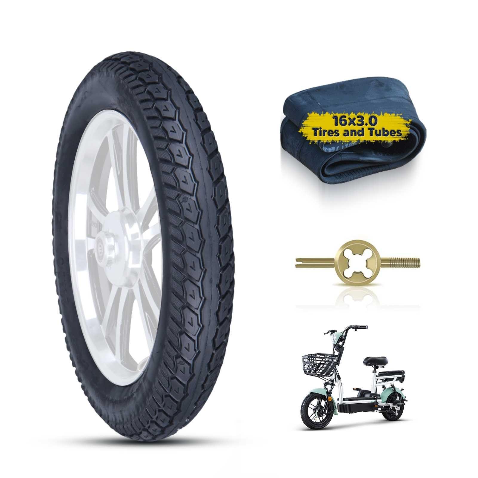 MZBZYU 16x3.0 Scooter Tire Tube | 16x3 75-305 Heavy Duty Tire for Electric Bike | 16 x 3.0 Heavy Duty Tire & Tube Rh-inoo King Thickened Tires for ebike