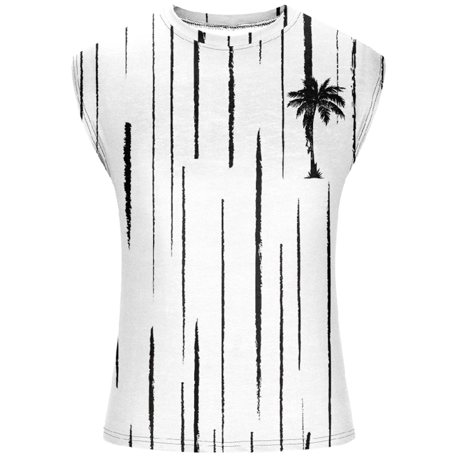 Muscularfit Mens Tank Tops Graphic Men's Tank Shirts Fashion Graphic Contrast Color Sleeveless Muscle T-Shirt Summer Casual Beach Tank Top for Men Men's t-Shirts & Tanks White L