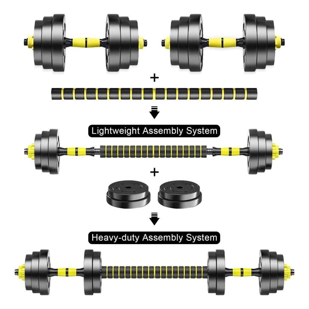 HAMEXLN HAMEXLN Dumbells Adjustable-Dumbbells-Set,80lbs Free Weights Set With Connector,Fitness Exercises For Home Gym Suitable Men/Women,Yellow Dumbell Set, 40kg