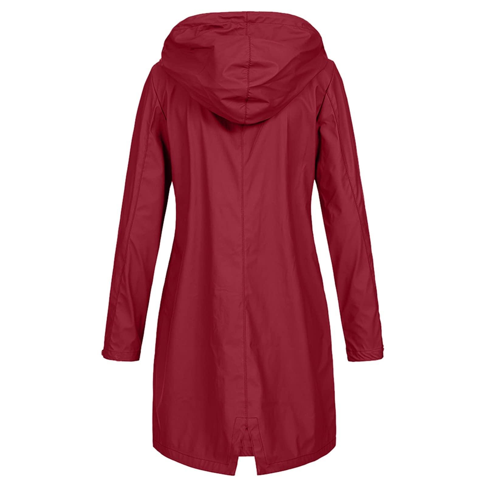 fartey Women\'s Windbreaker Jackets Womens Rain Jacket Waterproof Outdoor Rain Coats Lightweight Active Raincoat Windbreaker Long Hooded Trench Coat Prime Shopping Online