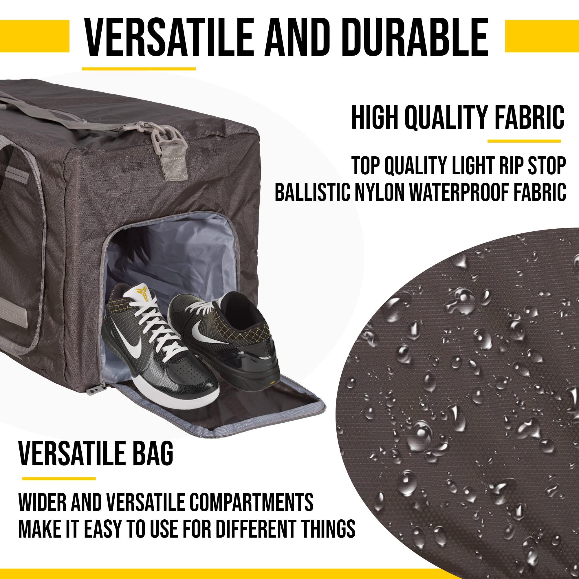 Legend LEGEND 80L Foldable Duffle Bag for Travel - Packable Duffle Bags w/Shoe Compartment - Tear Resistant Collapsible Duffel Bags for Traveling - Lightweight Folding Duffel Bag for Men & Women -Chocolate