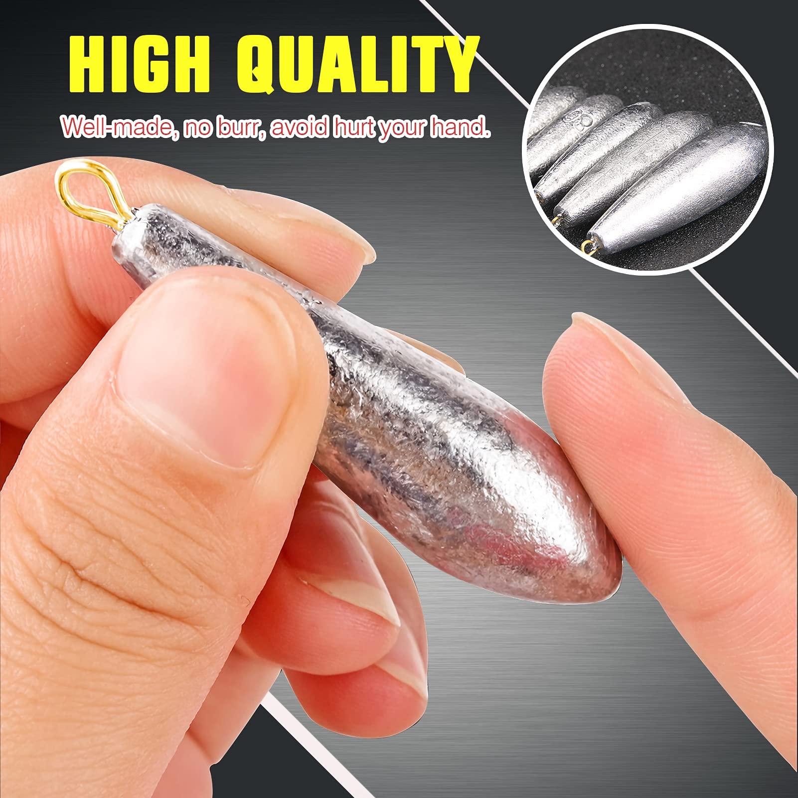 AMYSPORTS AMYSPORTS Drop Shot Fishing Weights Kit Lead Freshwater Fishing Sinkers Bass Casting Removable Fishing Weights Saltwater Streamlined 8pcs 1.8oz