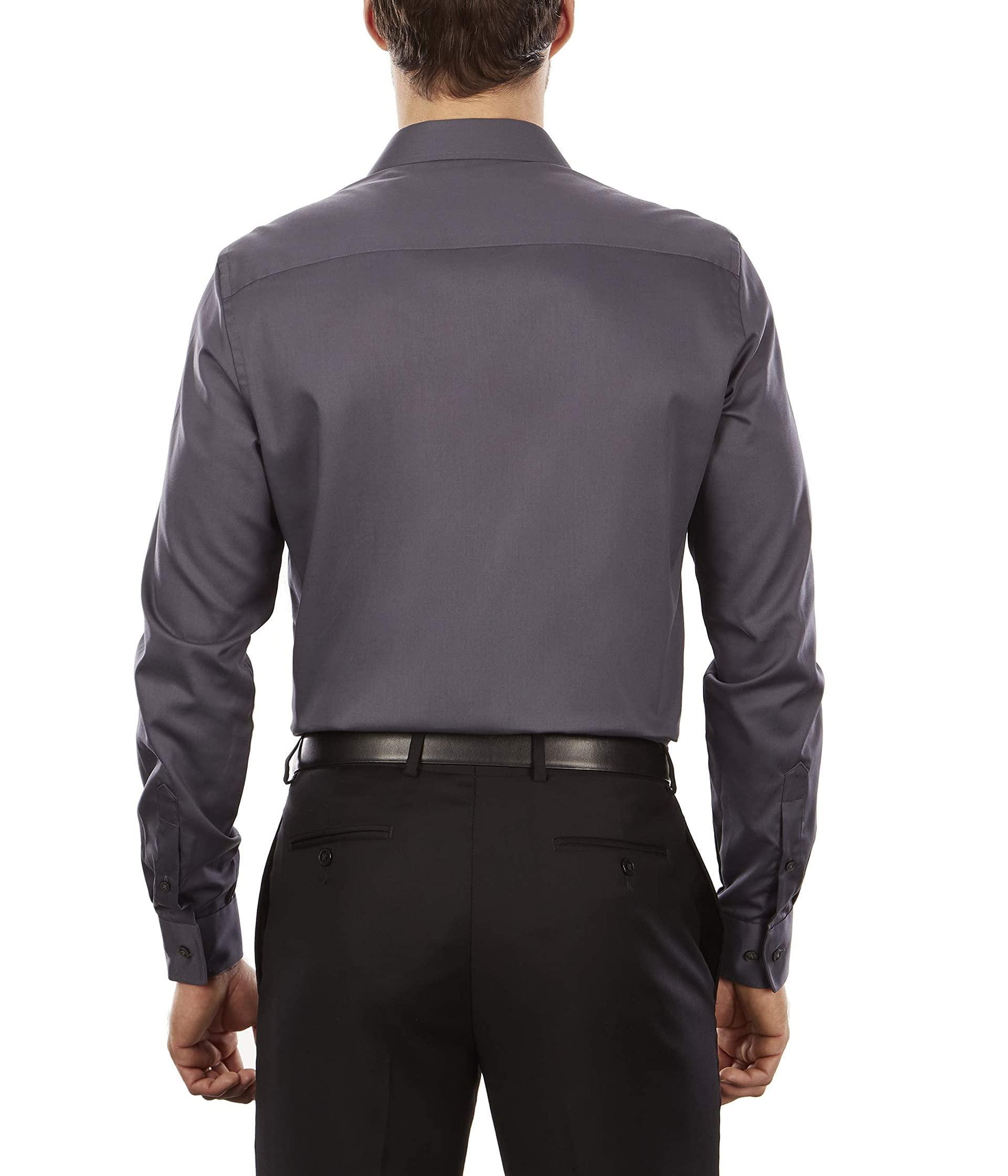 Van Heusen Van Heusen Men's Flex Collar Slim Fit Stretch Dress Shirt, Charcoal, 18.5" Neck 36"-37" Sleeve