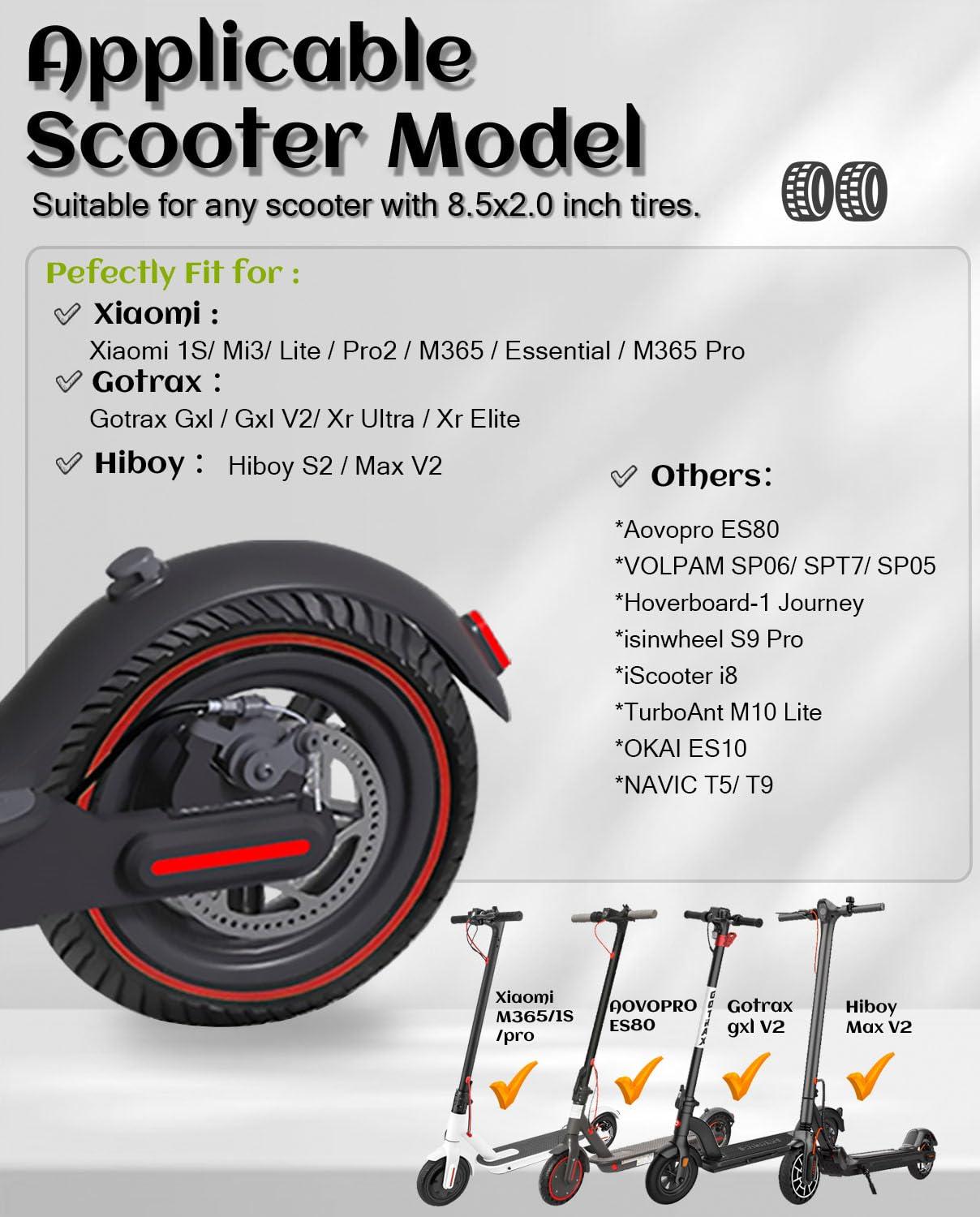 GLDYTIMES GLDYTIMES 8.5 x 2.0 Inches Electric Scooter Gotrax Tire 50/75-6.1 Solid Tire Fit for Gotrax Gxl V2/XR Apex Xl~Hiboy S2 Max Pro~Hover 1~AOVOPRO ES80~Xiaomi, 8 1/2" Tyre Anti-explosion Replacement Wheel