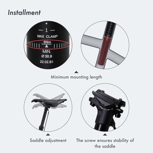 DJC Components DJC MTB Dropper Seatpost Height Adjustable 125mm Travel Stroke External Cable Routing Remote Control Satori(External 31.6mm Diameter)