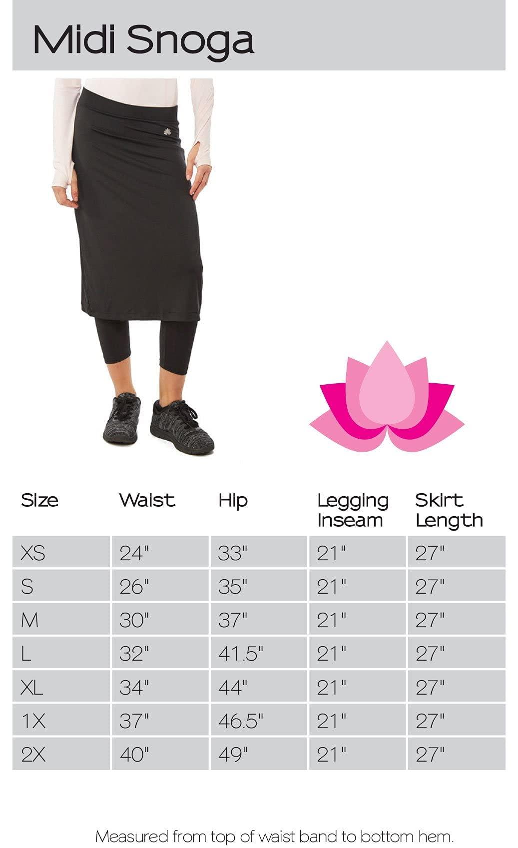 Snoga Athletics Snoga Womens Modest Midi Athletic Pencil Skirt w Leggings| Chlorine & Waterwear Friendly Kosher Pencil Skirted Capri Legging Black