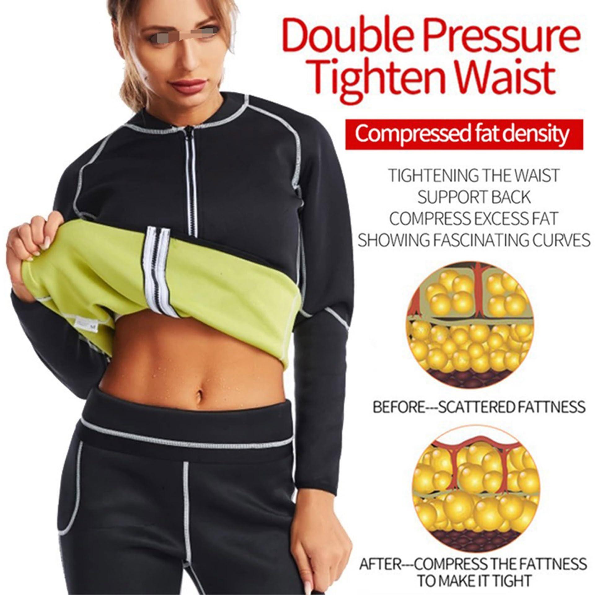 Vuirrm Vuirrm Sauna Shirt for Women, Women's Workout Top Long Sleeve Burn Fat Tummy Control Neoprene Corset Sweat Slimming Body Shaper,S,Black