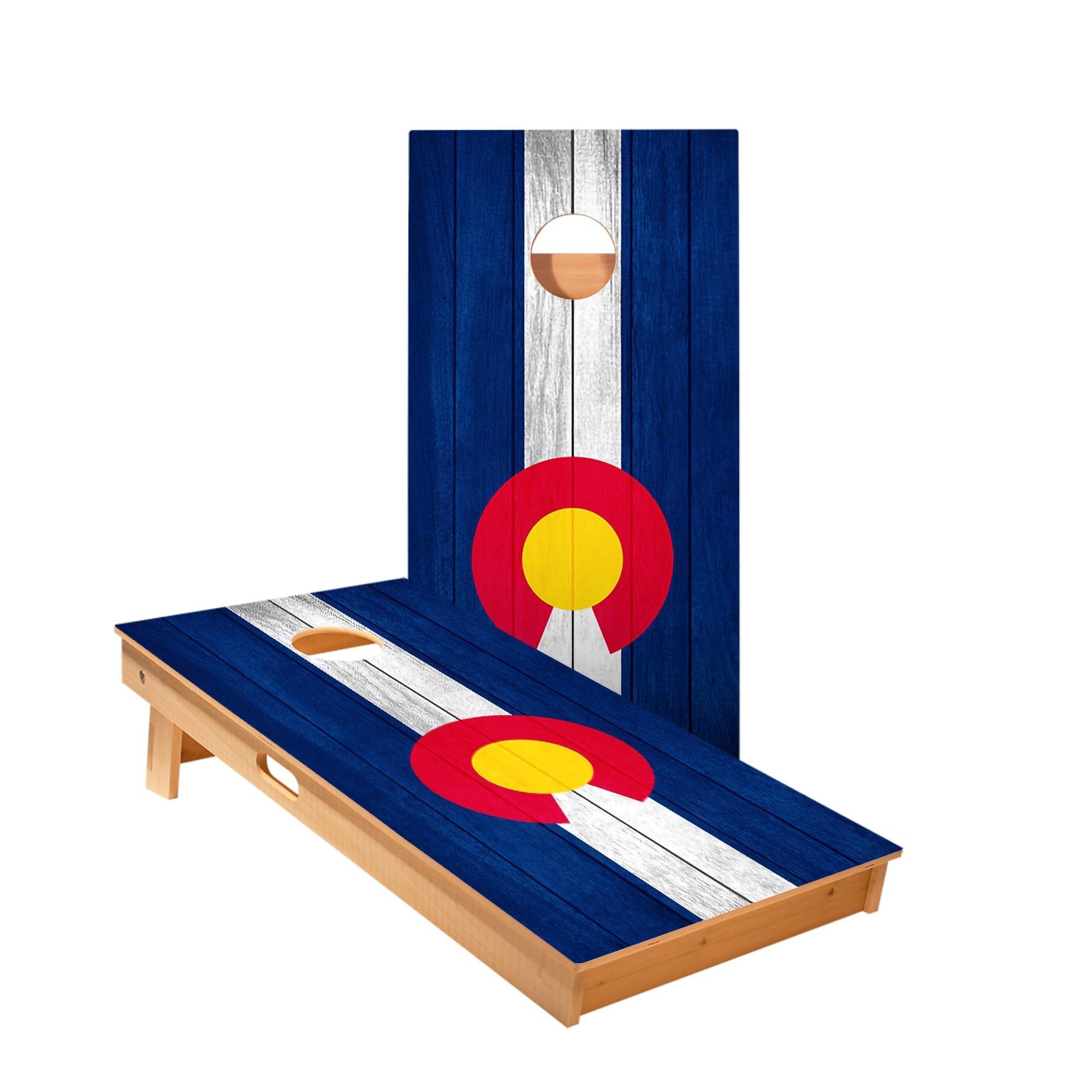 Skip's Garage Skip's Garage Colorado Flag Cornhole Boards - Includes (2) Boards (Resin Bags) + (2) Hole Lights & (2) Edge Lights