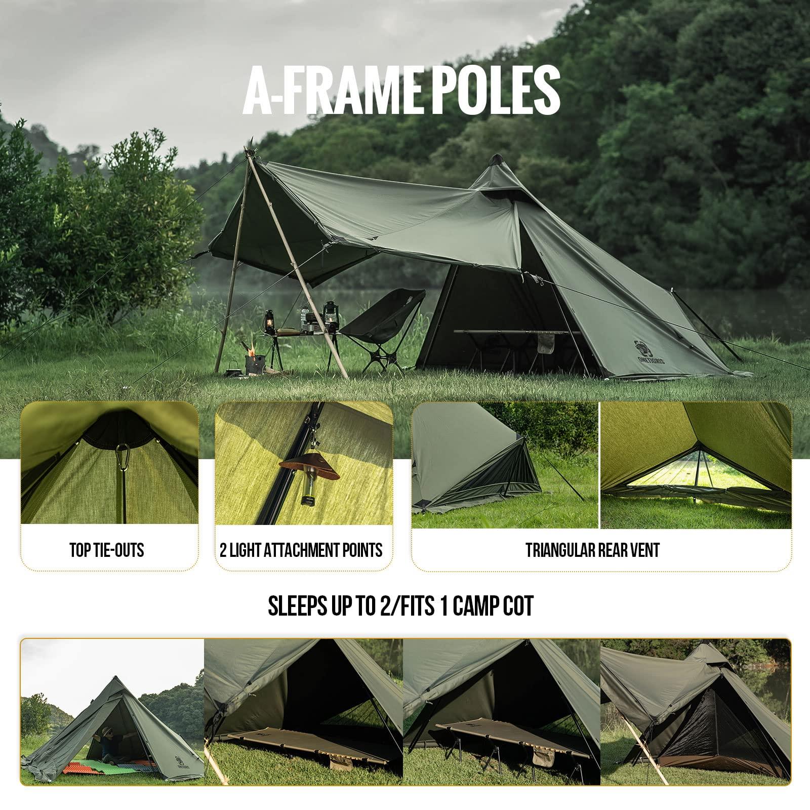 ONETIGRIS OneTigris Conifer Canvas Hot Tent with Stove Jack, Fire Retardant Teepee for Adults, Snow Skirt for Winter Camping, Travel, Bushcraft
