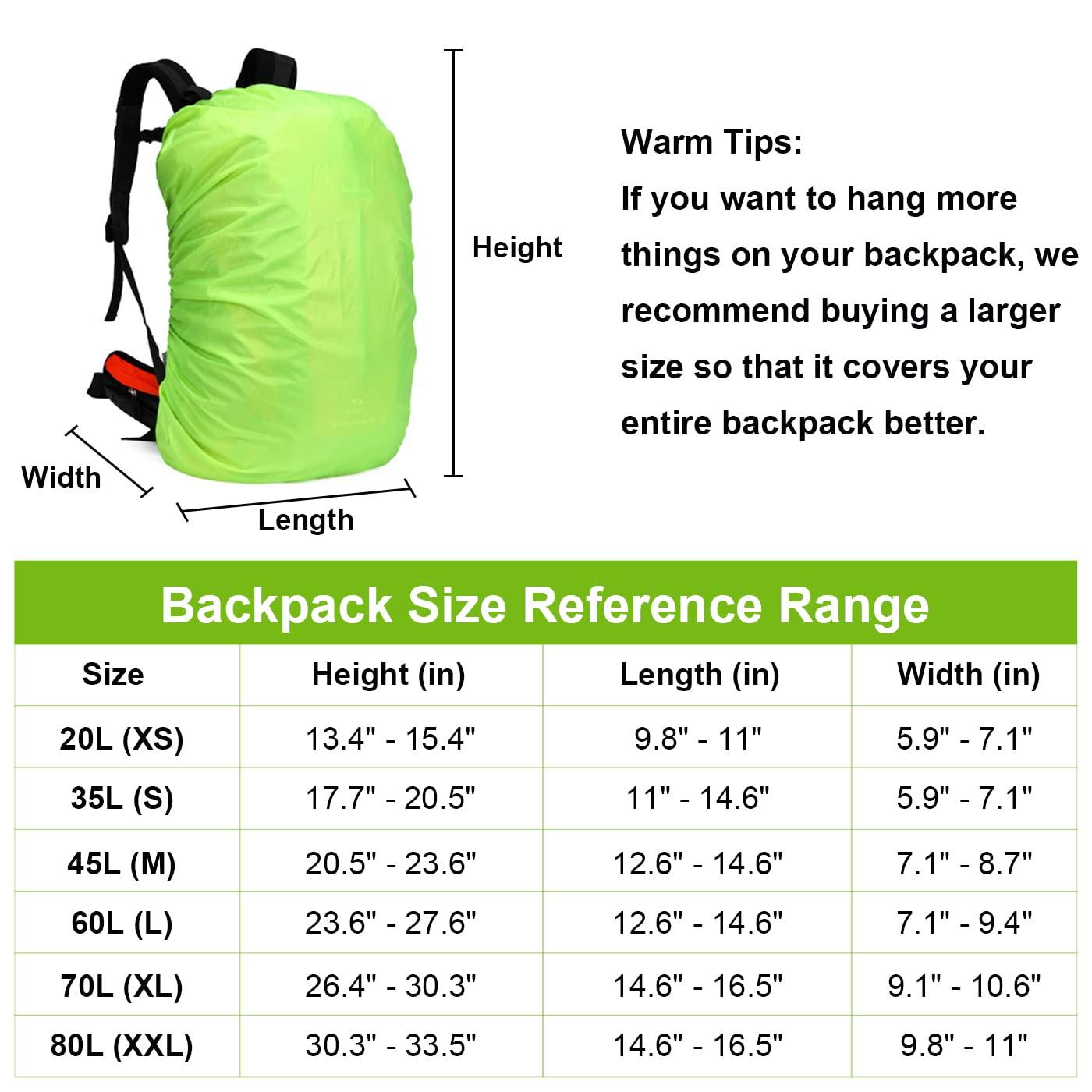 Muka Muka Personalized Design Backpack Rain Cover Ultralight Pack Covers for Outdoor Activities (with Storage Bag)-Orange-S