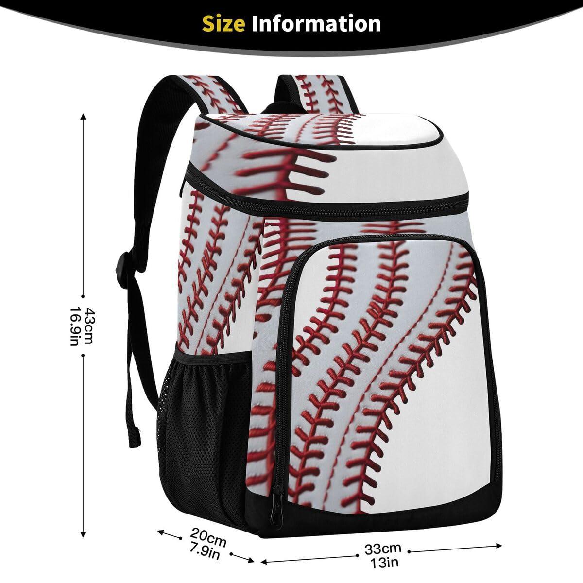 xigua xigua Baseball Stripes Cooler Backpack Leakproof Large Capacity Insulated Backpack Cooler Bag Lunch Bag for Work/Hiking/Camping/Beach/Fishing153
