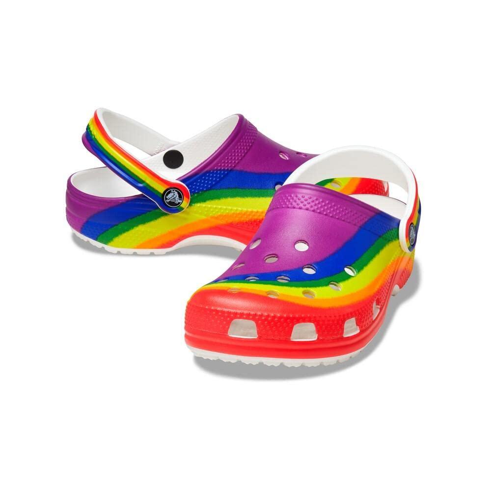 Crocs Crocs Unisex-Adult Classic Graphic Clogs, Rainbow, 14 Women/12 Men