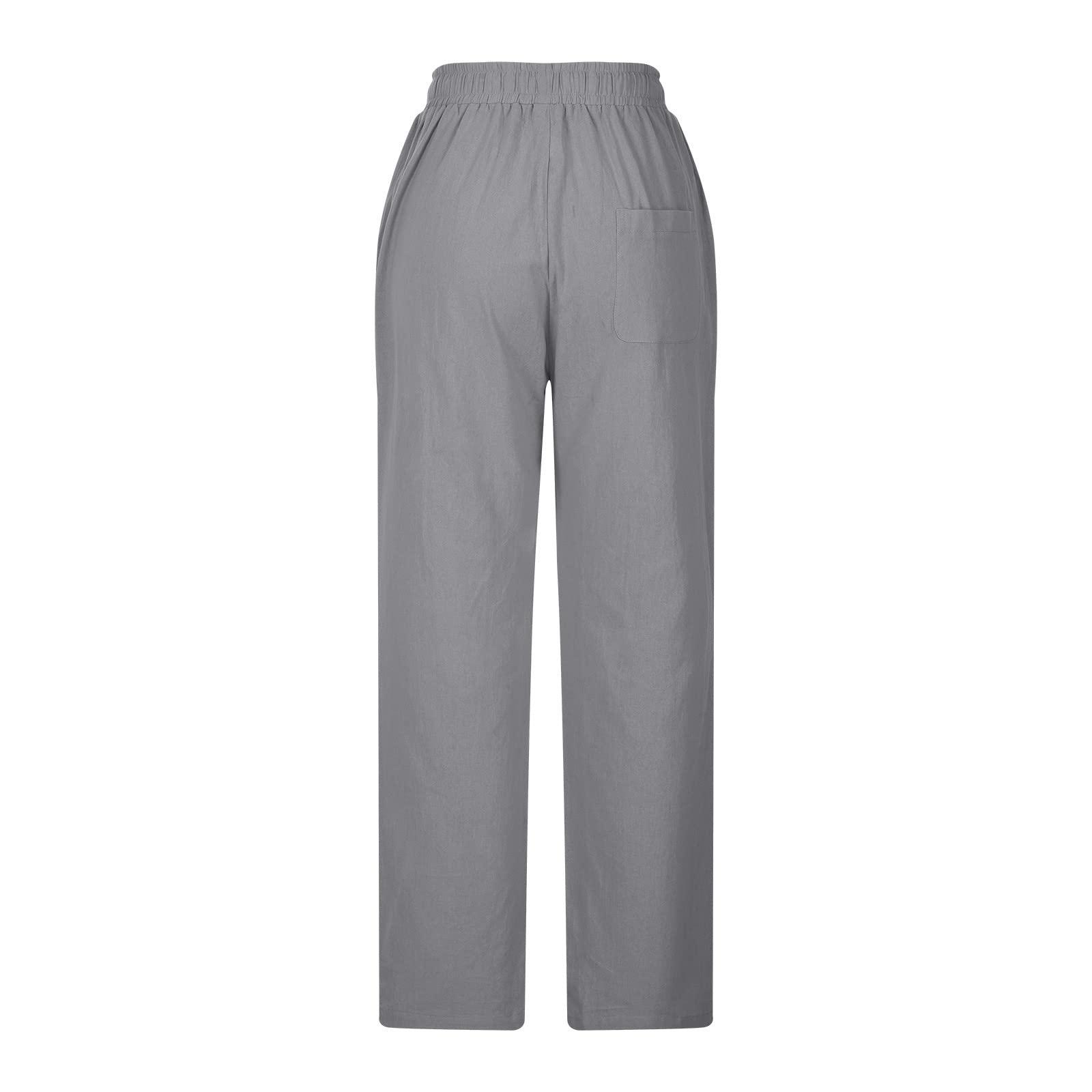 Ctreela Ctreela Mens Lounge Pants Cotton Linen Elastic Waist Loose Jogger Yoga Pants Casual Fashion Summer Fall Jogger Sweatpants Gray
