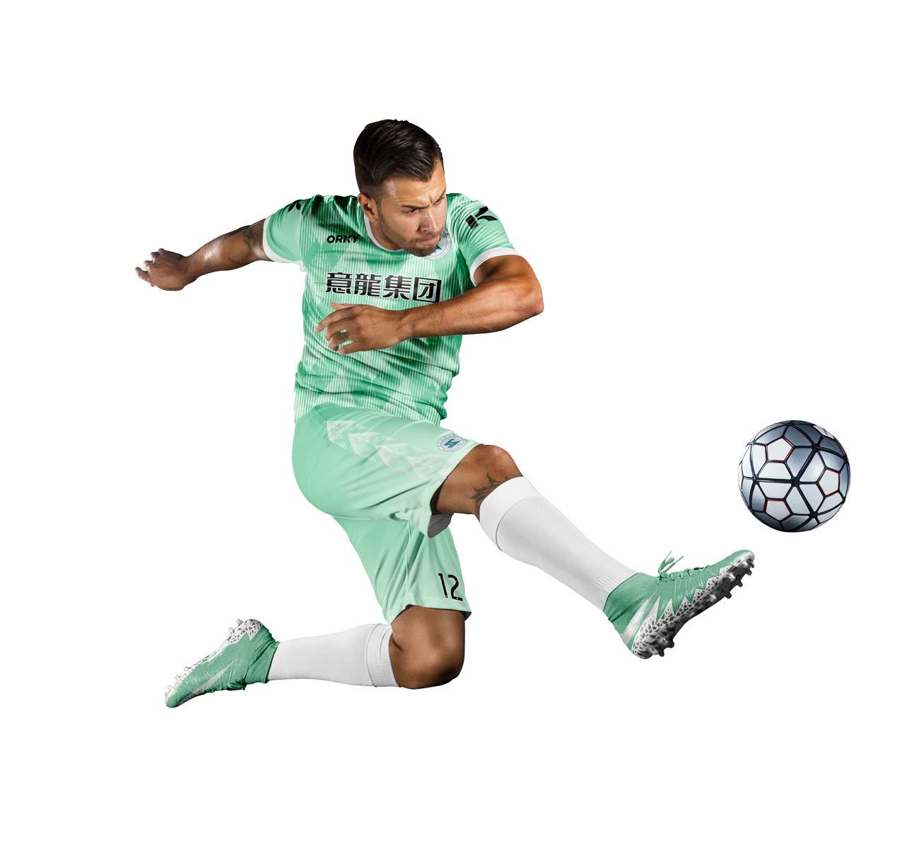 ORKY ORKY Custom Men Soccer Jersey with Short, Women Personalized Name Number Sport Shirt, Boys Girls Training Uniform Full Kit(Green 150cm)