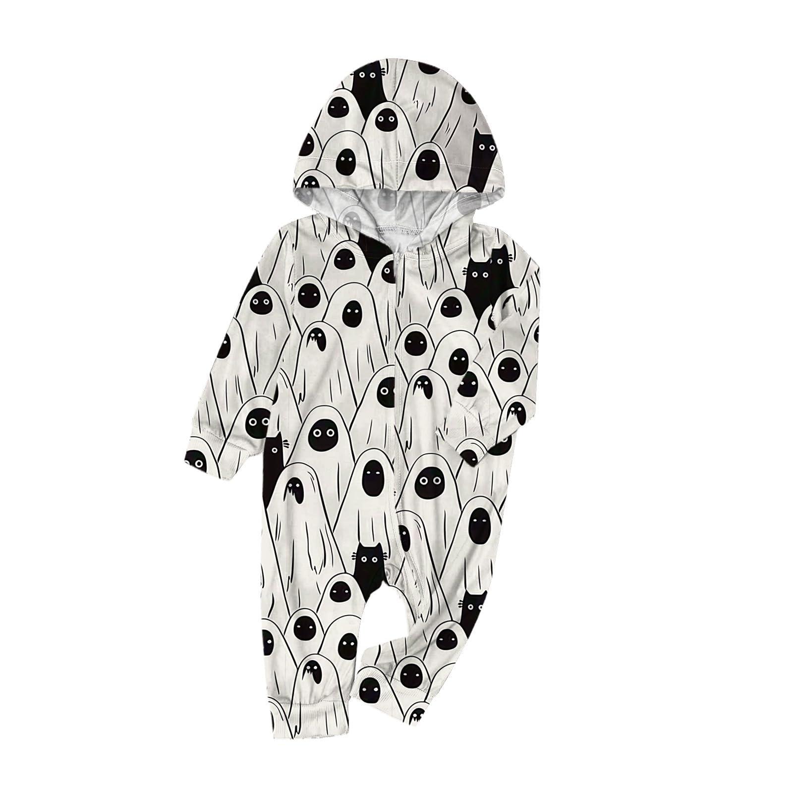 NineFit Basics Family Matching Pjs Halloween, Halloween Costumes for Family, Halloween Pajamas Long Sleeve Family Matching Jumpsuits Rompers Family Halloween Costumes Pajamas Matching Pjs Sets D03 White