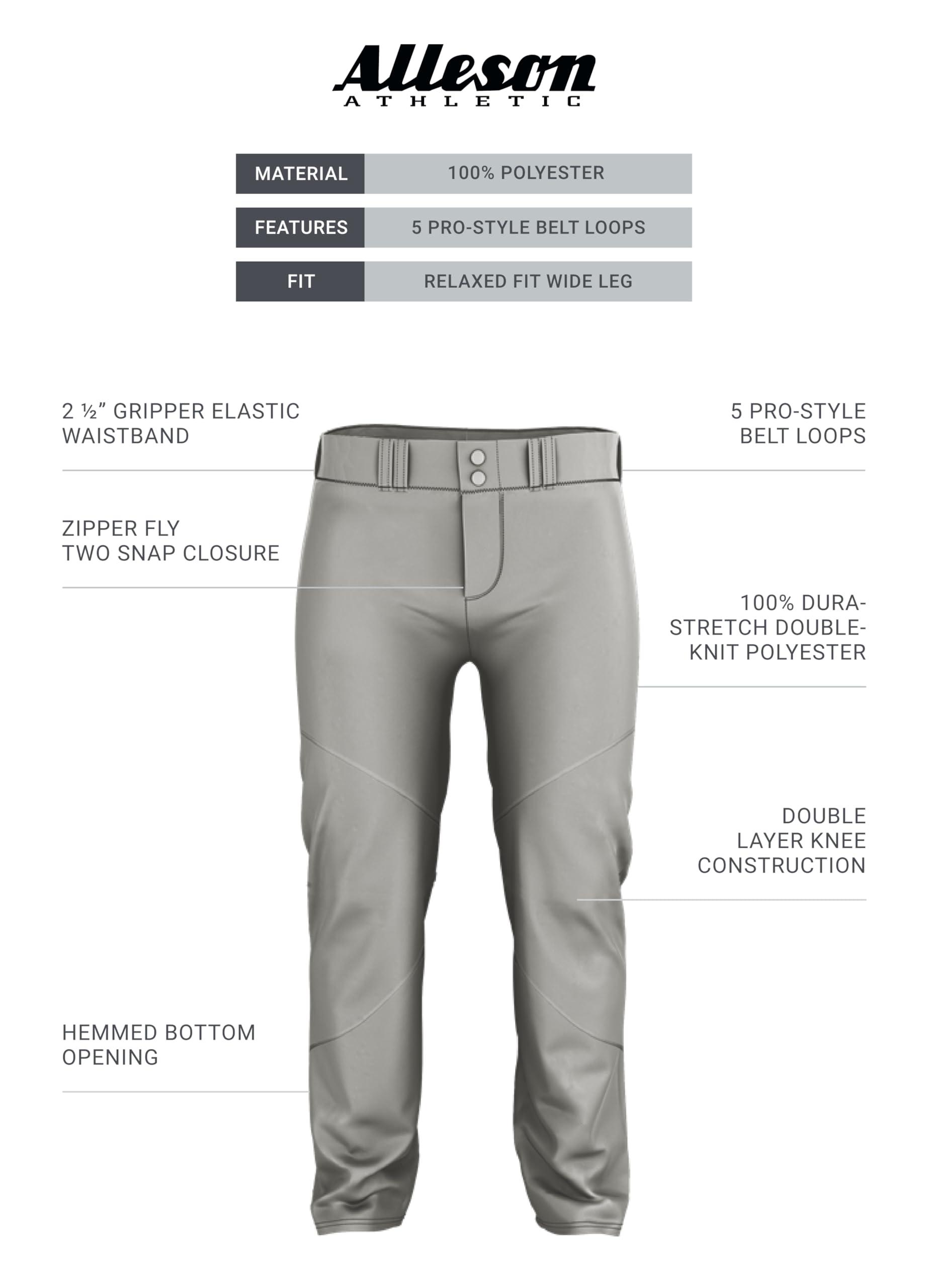 Alleson Athletic Alleson Athletic Boys Crush Premier Braided Baseball Pant Stretch Fabric, Reinforced Knees, and Comfortable Fit, Grey/Royal, X-Large