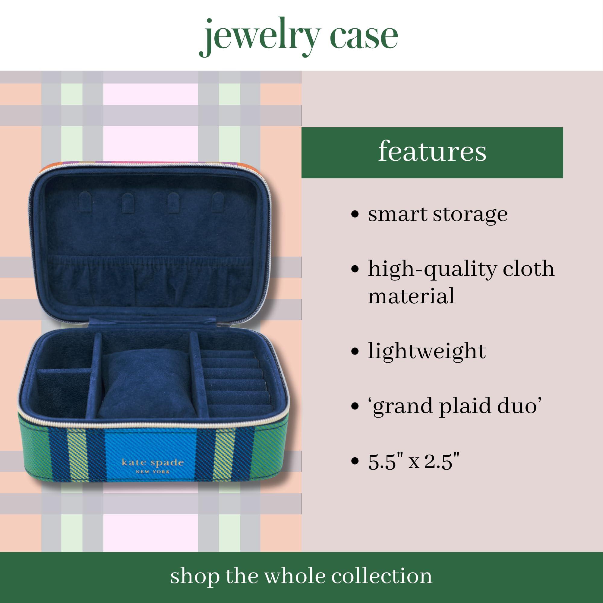 kate spade new york kate spade new york Black Travel Jewelry Case, Small Jewelry Box to Organize Rings, Necklaces, Earrings, Grand Plaid Duo