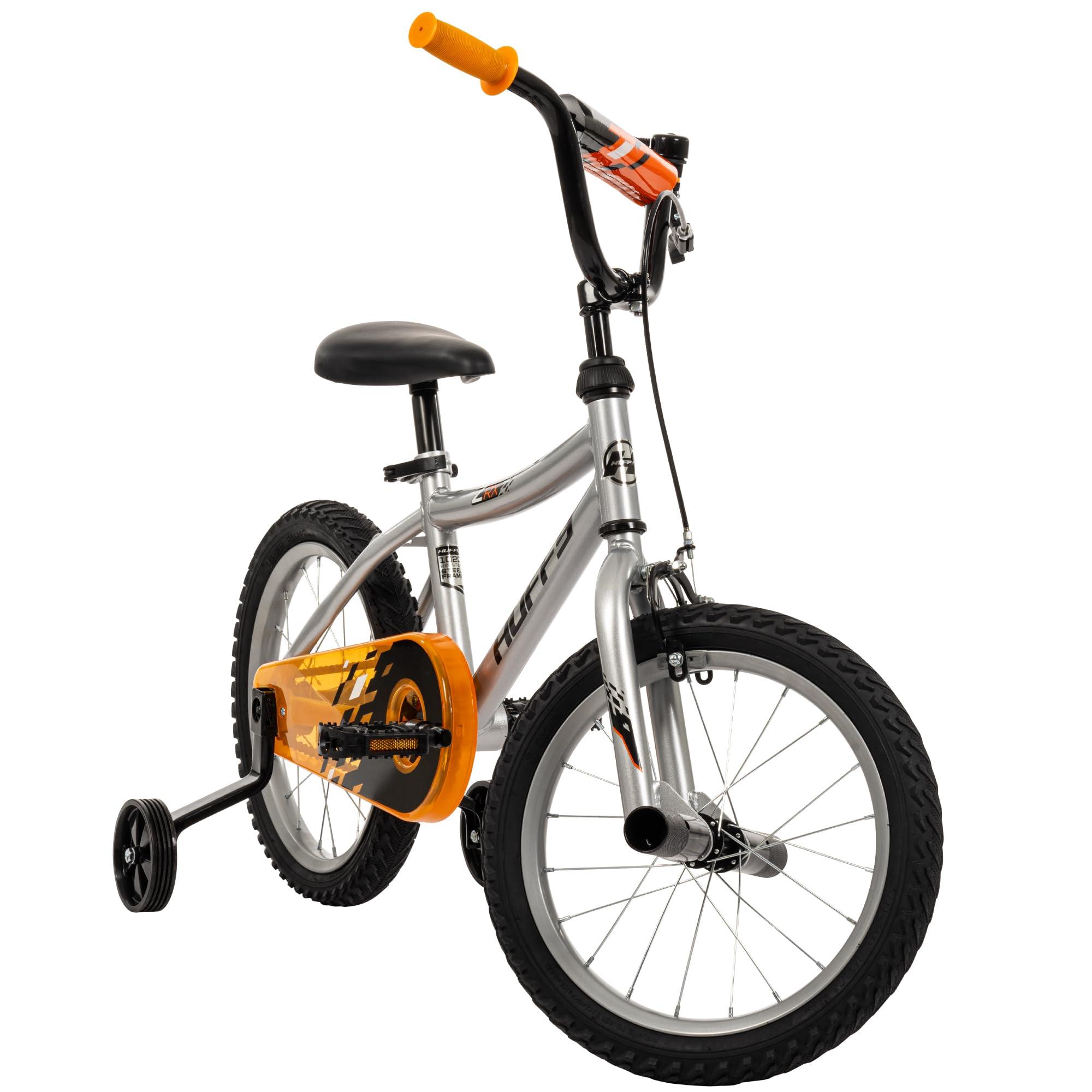 Huffy Huffy ZRX 16\" Kids Bike, Ideal for Ages 3 to 5 Years Old, Front Pegs, BMX Style Handlebar, Quick Connect Assembly, Designed for Growth, Durable Steel Frame, Enclosed Chain Guard, Silver