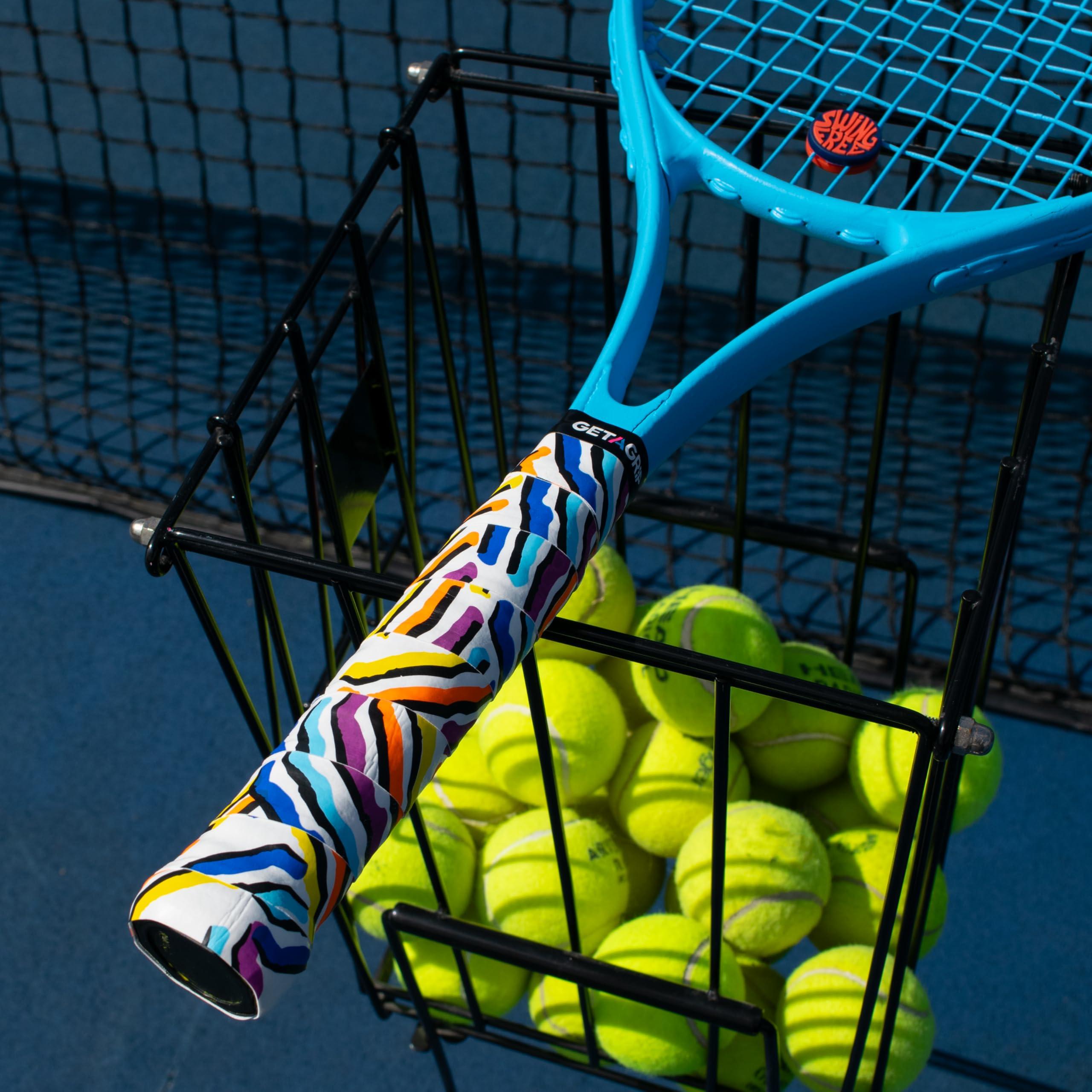Get A Grip Get A Grip - Custom Tennis Racket Grip Tape - Anti-Slip/Quick-Drying Tennis Overgrips - Precut Badminton Racket Grip with Finishing Tape (Find Your Flair Pack, 3 Grips (15% Discount))