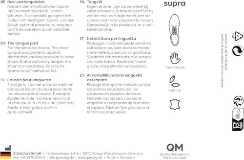 pedag pedag Supra | German Handmade Shoe Tongue Pads | Soft Suede Leather and Memory Foam Shoe Padding | Solves Loose Shoes Problem | 1 Pair, Small/Medium Size