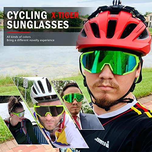 X-TIGER X-TIGER Polarized Sports Sunglasses with 3 Interchangeable Lenses,Mens Womens Cycling Glasses,Baseball Running Fishing Golf Driving Sunglasses