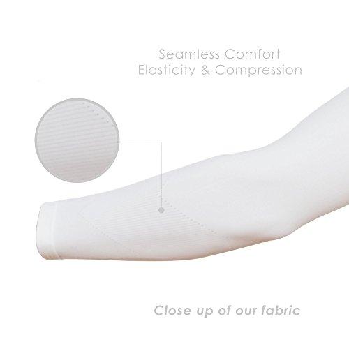 Mipan GamsungTex Mipan GamsungTex ARM Sleeves for Men and Women UV Cut Flexible & Durable by SOCKSCASTLE Aqua X (White 6 Pair)