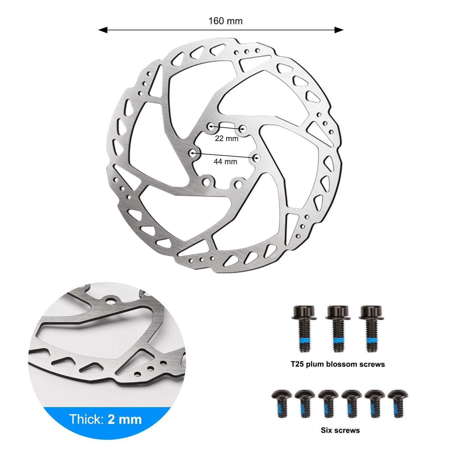 RUJOI RUJOI Bike Disc Brake Kit, Aluminum Front Caliper, Full Aluminum Alloy Bicycle Brake Lever, 160mm Rotor, Mechanic Tool-Free Pad Adjuster for Road Bike, Mountain Bike (1 Set)