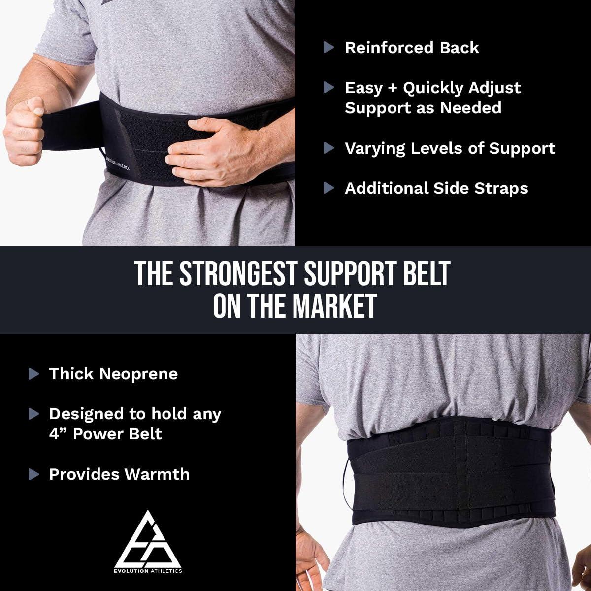 EA EVOLUTION ATHLETICS Evolution Athletics Weight Lifting Support Belt for Strength Training, Powerlifting, or Deadlift, Features Thick Durable Comfortable Neoprene, Reinforced Back, Adjustable Side Straps, 3XL, Black
