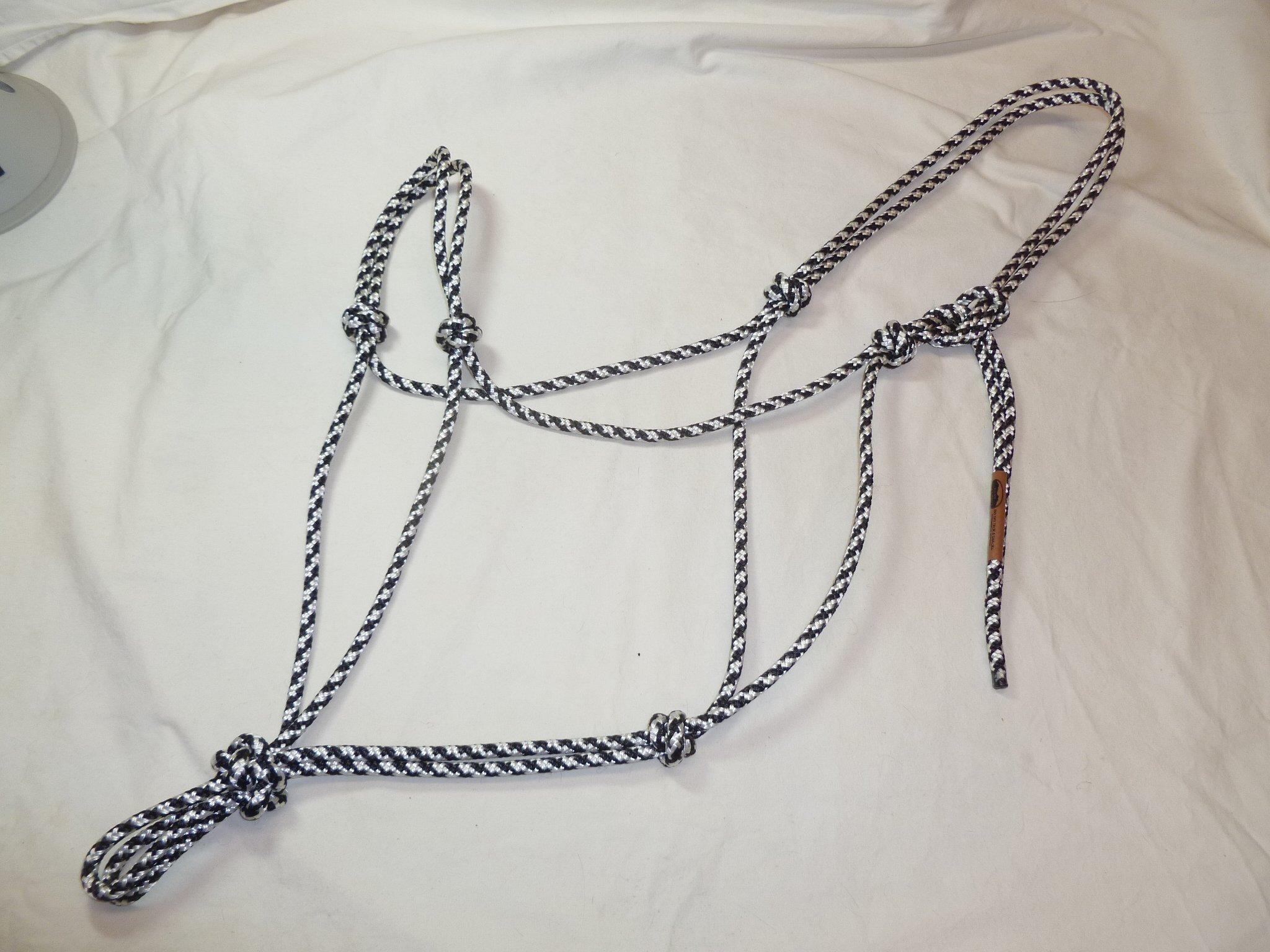 Big Sky Tack and Snacks 1/4\" Soft Polyester Rope Horse Halter, Black & White Checkered