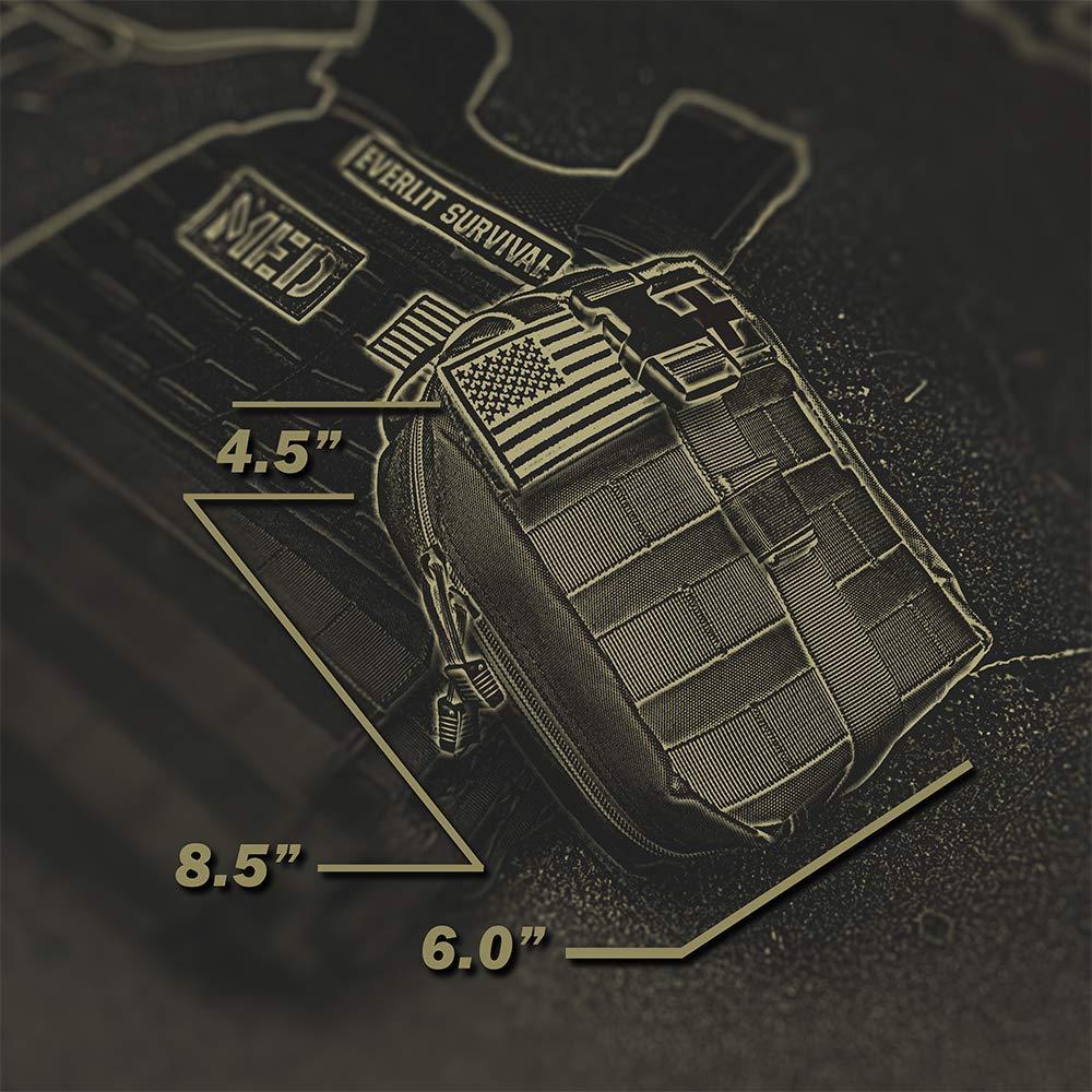 EVERLIT EVERLIT Emergency Trauma Kit, CAT GEN-7 Tourniquet 36" Splint, Military Combat Tactical IFAK for First Aid Response, Critical Wounds, Severe Bleeding Control (Black)