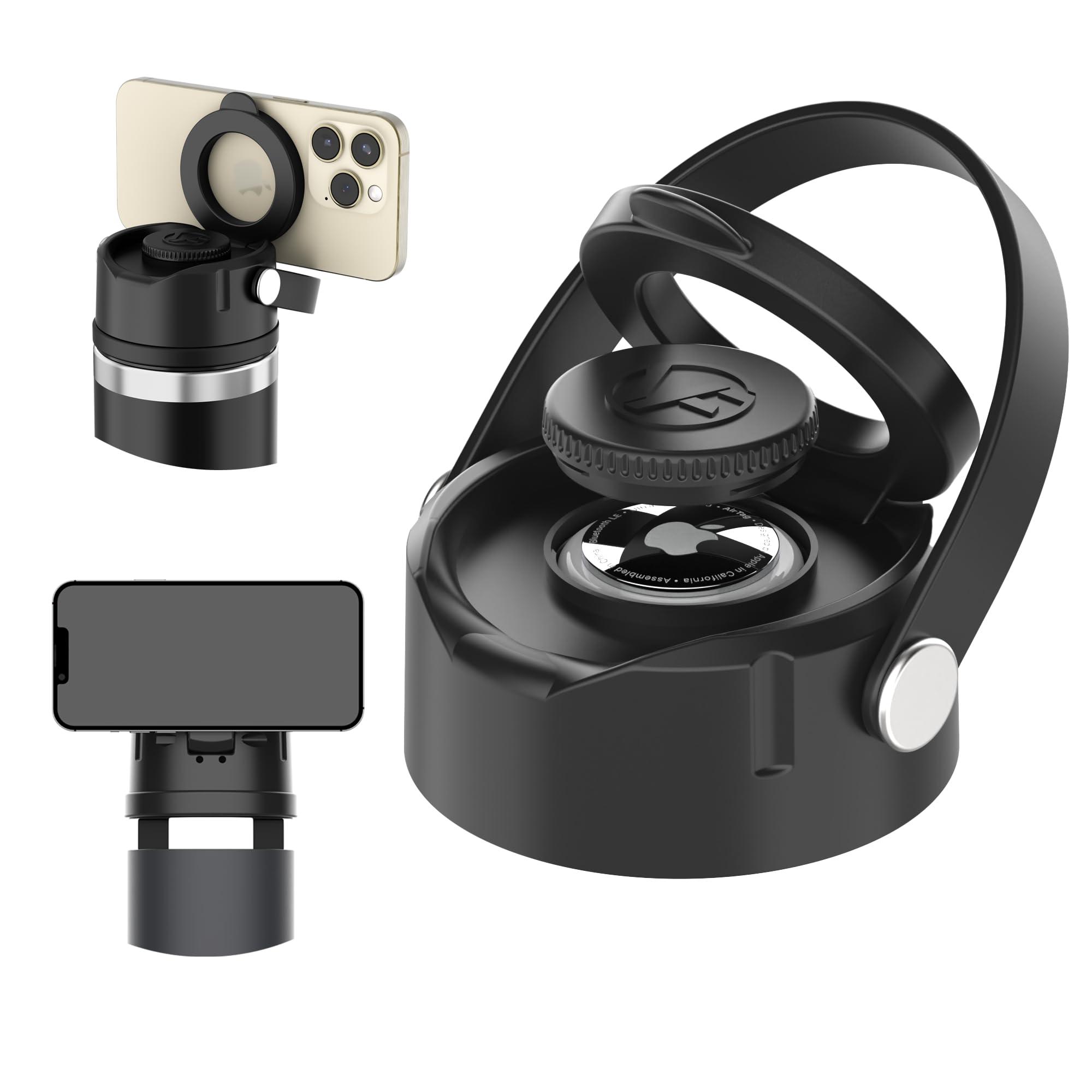 Versafactor Versafactor WaterLink MagSafe Compatible Lid for YETI Rambler Chug Cap, AirTag Holder, Magnetic Phone Stand (Black, with Handle)
