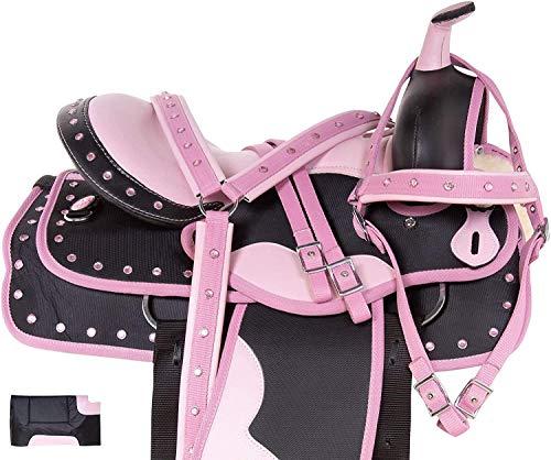 Deen, Enterprises Deen, Enterprises Youth Child Synthetic Western Pony Miniature Horse Saddle Tack Get Matching Headstall, Breast Collar & Saddle Pad Size 10\" to 12\" Inches Seat Available (11\" Inches seat)