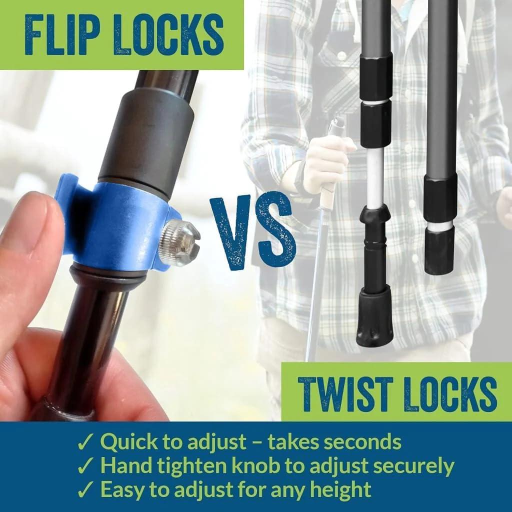 York Nordic York Nordic Motivator Walking Poles for Balance and Rehab - Patented Stability Grips - Lightweight, Adjustable, and Collapsible - 2 Pieces Adjustable w/flip Locks - Heights 4'6" up to 6'2" - 230 lbs