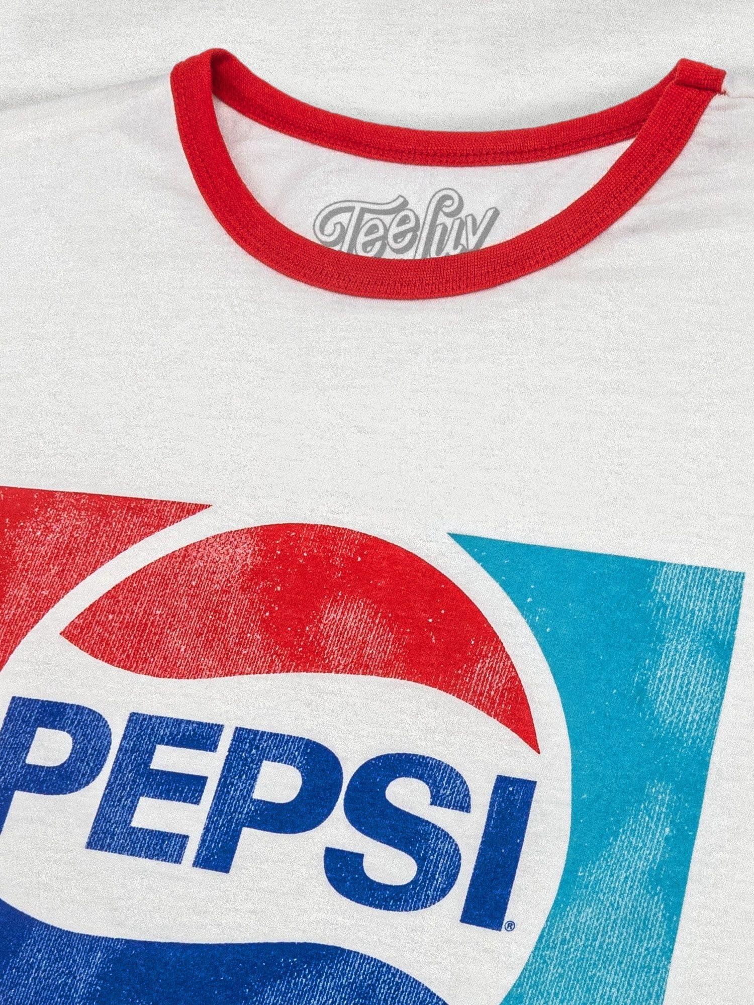 Tee Luv Pepsi Retro Logo Licensed Tee on a Ringer T-Shirt-Medium White/Red