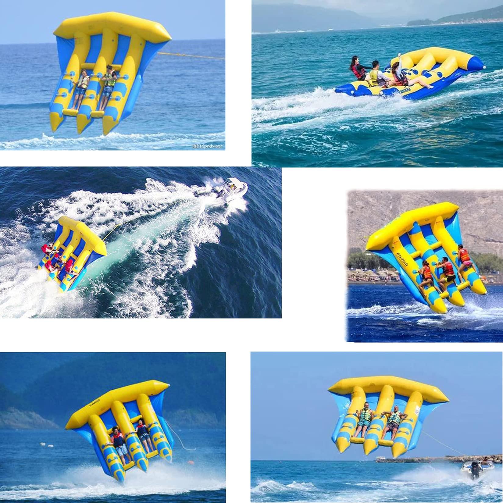 WLWLEO WLWLEO Towable Tubes 6 Person/seat Inflatable Flying Fish Banana Boat Water Sport Towables with Air Pump Raft Float Summer Water Game for Sea Ocean Lake,3 Tubes