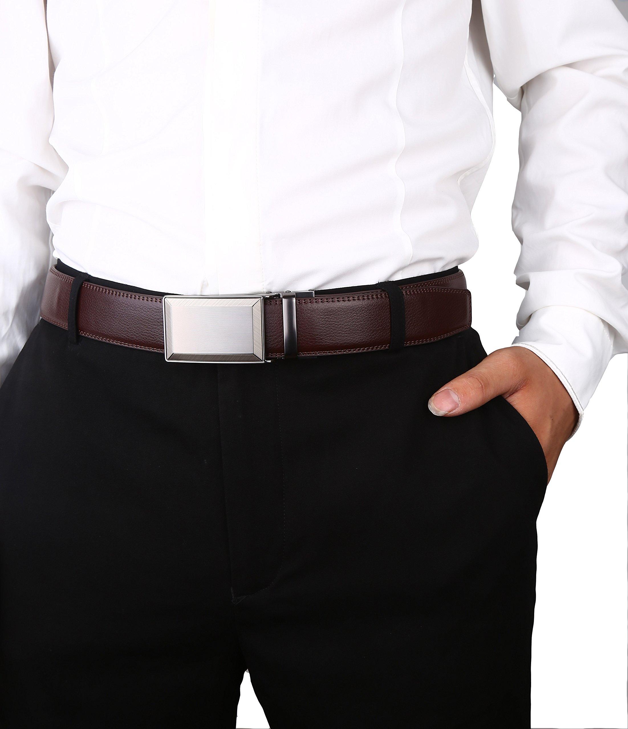 Lavemi Lavemi Men's Real Leather Ratchet Dress Casual Belt, Cut to Exact Fit,Elegant Gift Box(55-0287 Brown Leather)